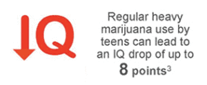 Regular use of marijuan can lead to an IQ drop of 8 points